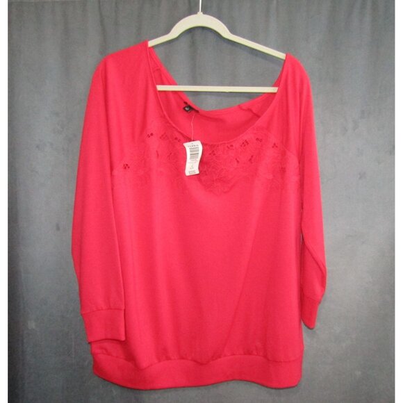 Torrid Magenta Embroidered Off Shoulder Top Womens Size 1X Long Sleeve New Tag - Picture 12 of 12